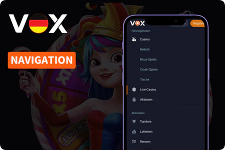 Navigation auf VoxCasino.com