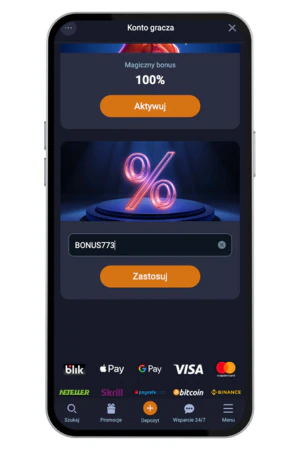 Wprowadź kod bonusowy BONUS773