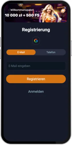 Registrierungsformular des Vox Casinos